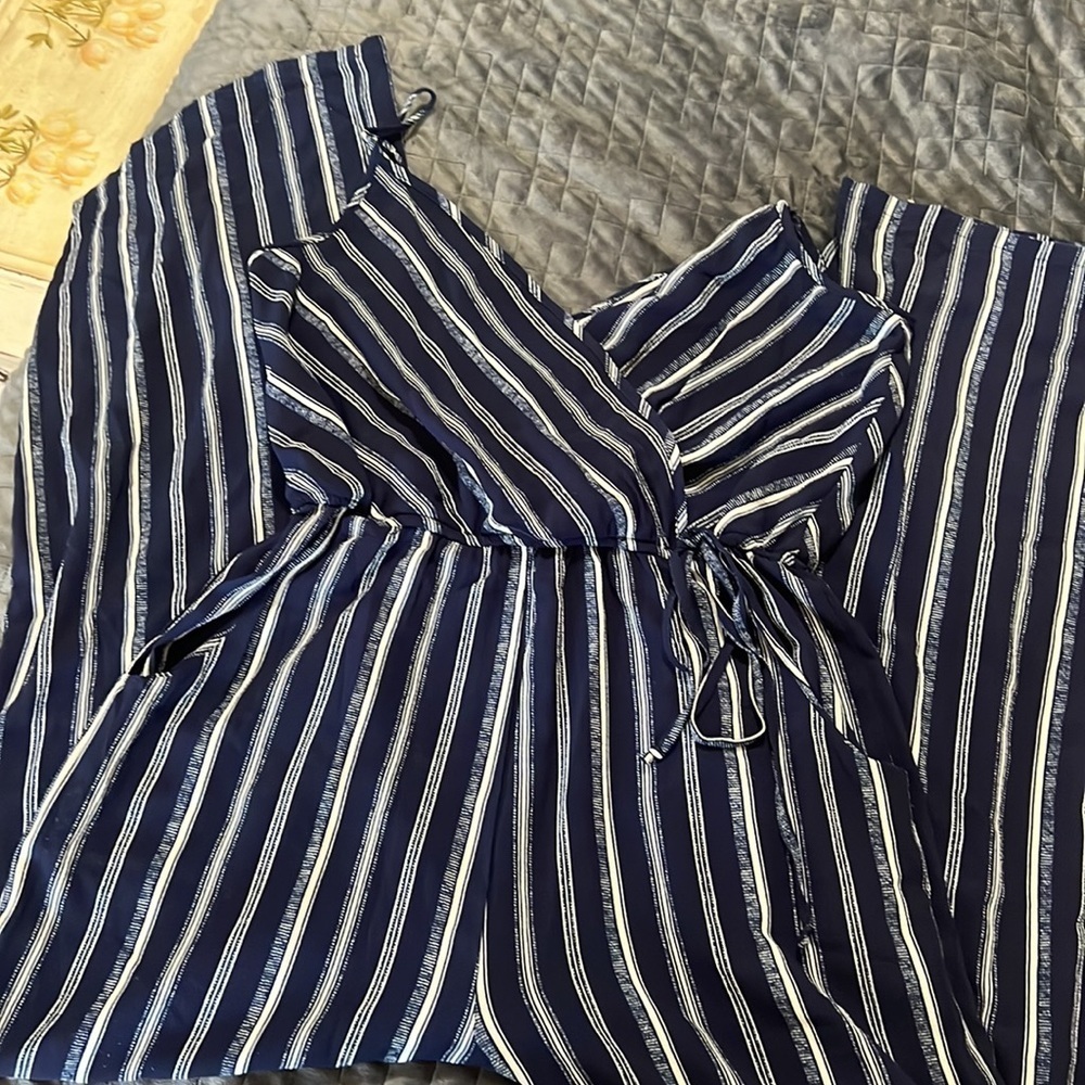 Bobeau Navy &‎ White Stripped Tank Style Jumpsuit - Picture 6 of 15